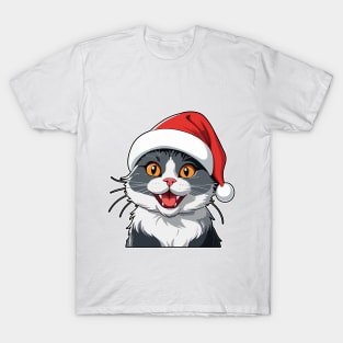 Cat with Christmas Hat T-Shirt